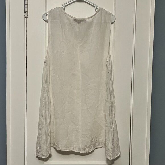 Flax tunic blouse size medium white linen cotton gauzy minimalist lagenlook - Picture 3 of 8